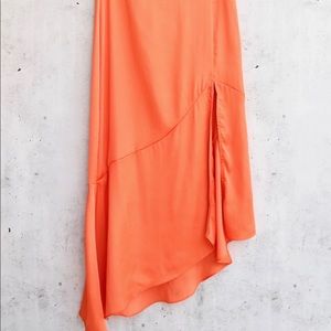 Free people Lola Orange Midi skirt, size 6, worn once.